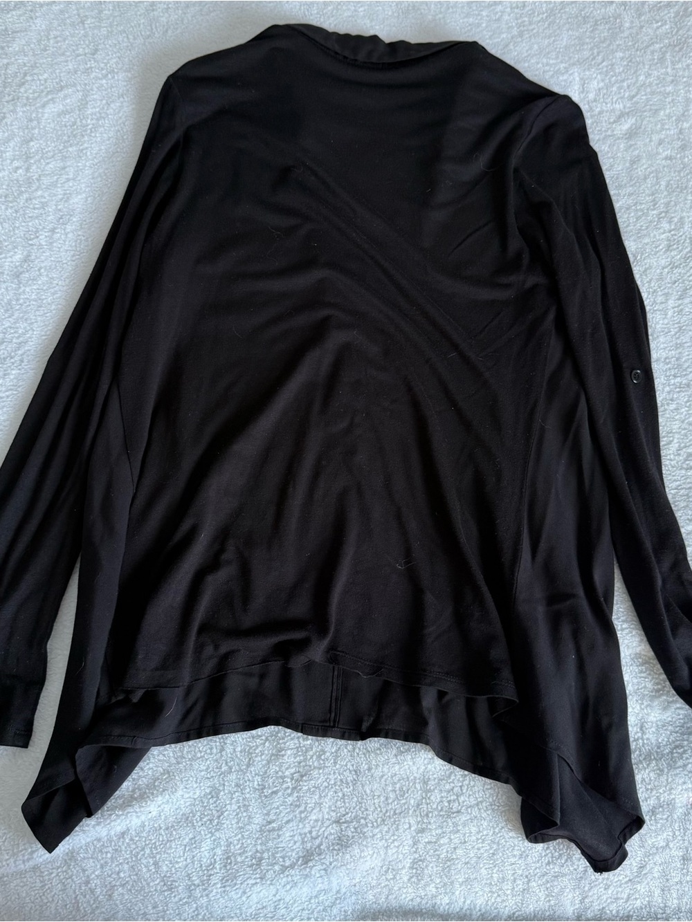 Pleione Black Long Sleeve Draped Open Cardigan